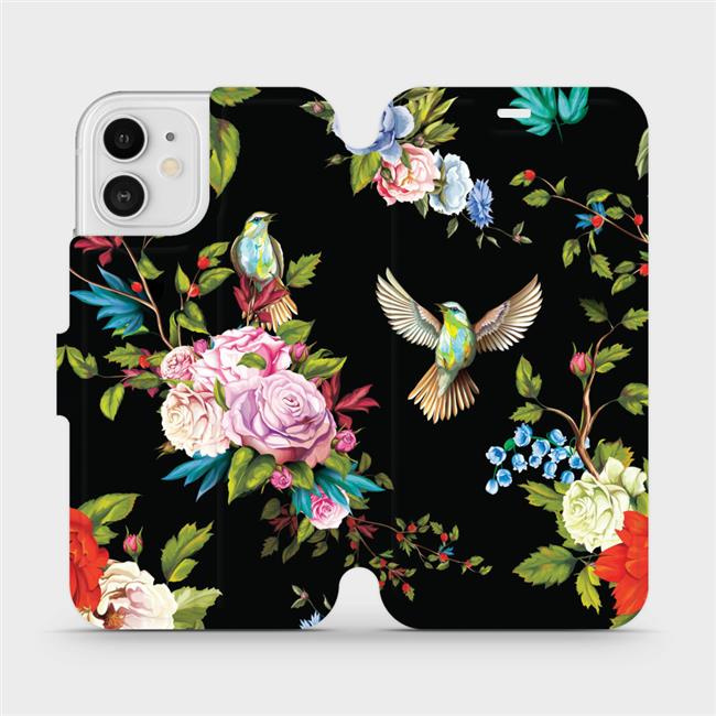 Flipové pouzdro Mobiwear - Apple iPhone 12 - VD09S Ptáčci a květy