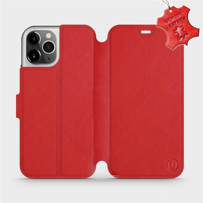 Kožené flip pouzdro Mobiwear - Apple iPhone 12 Pro - Červené
