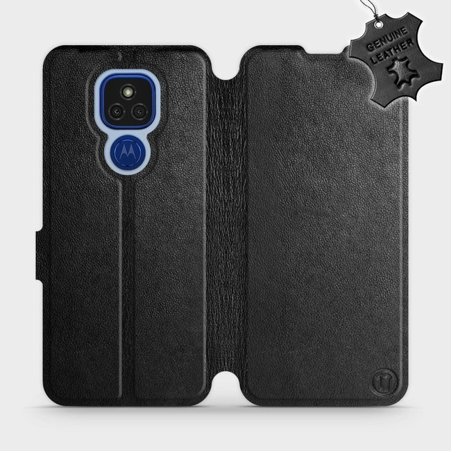 Kožené flip pouzdro Mobiwear - Motorola Moto E7 Plus - Černé