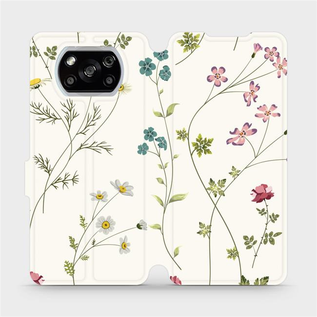 Flipové pouzdro Mobiwear - Xiaomi POCO X3 NFC - MD03S Tenké rostlinky s květy