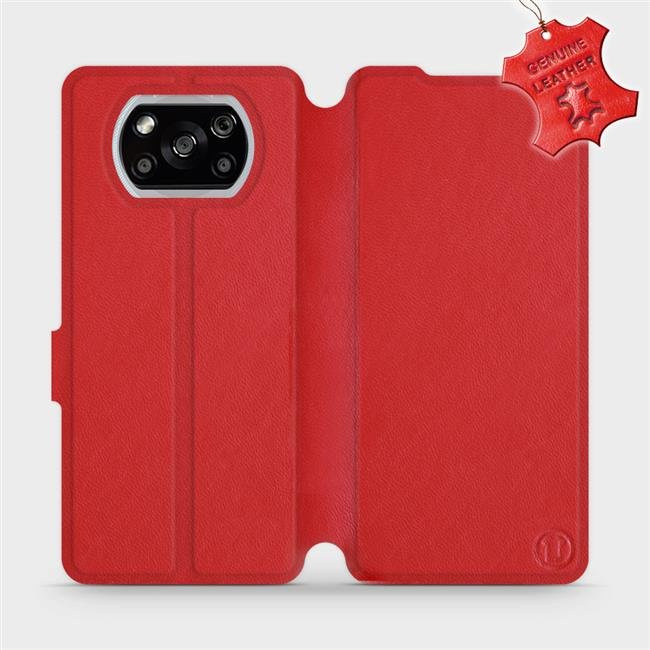 Kožené flip pouzdro Mobiwear - Xiaomi POCO X3 NFC - Červené