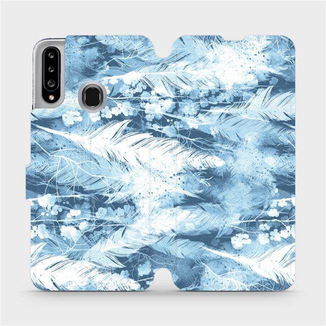 Flipové pouzdro Mobiwear - Samsung Galaxy A20S - M058S Světle modrá horizontální pírka