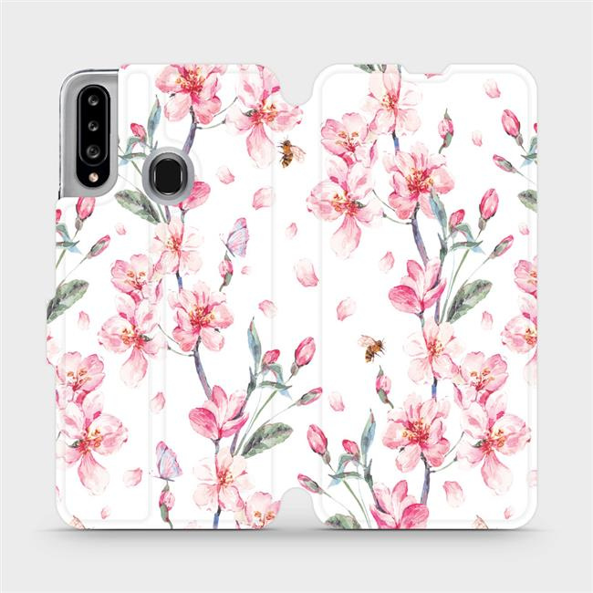 Flipové pouzdro Mobiwear - Samsung Galaxy A20S - M124S Růžové květy