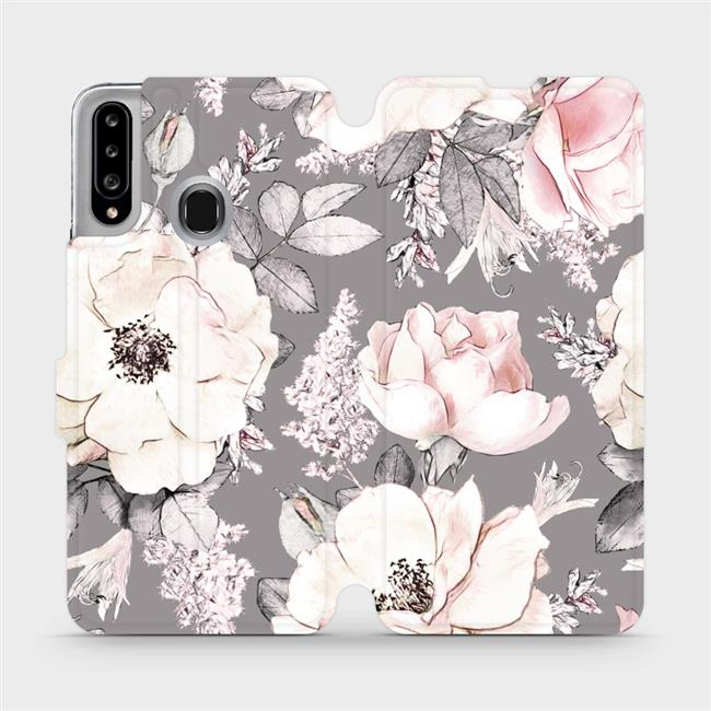 Flipové pouzdro Mobiwear - Samsung Galaxy A20S - MX06S Květy na šedém pozadí