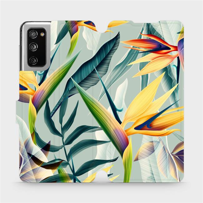 Flipové pouzdro Mobiwear - Samsung Galaxy S20 FE - MC02S Žluté velké květy a zelené listy