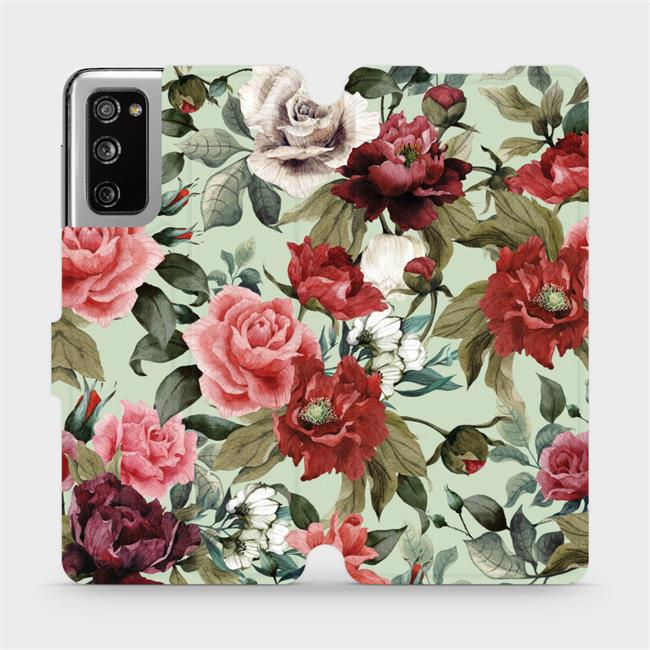 Flipové pouzdro Mobiwear - Samsung Galaxy S20 FE - MD06P Růže a květy na světle zeleném pozadí