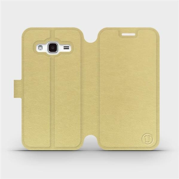 Flipové pouzdro Mobiwear - Samsung Galaxy J3 2016 - Zlatavé a šedé
