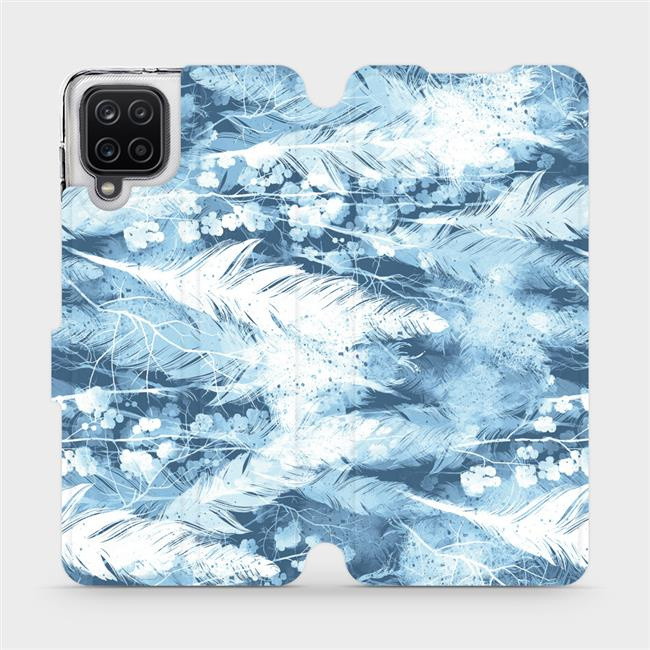 Flipové pouzdro Mobiwear - Samsung Galaxy A12 - M058S Světle modrá horizontální pírka