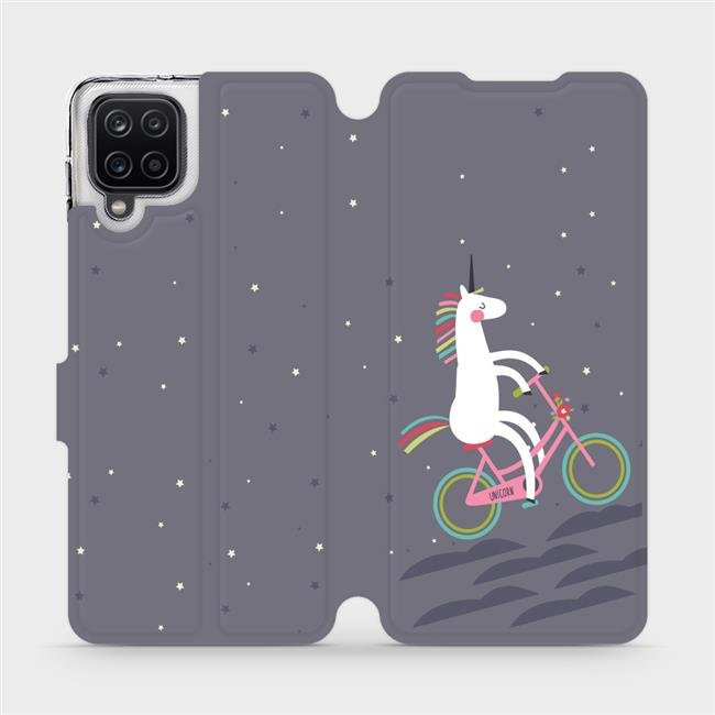 Flipové pouzdro Mobiwear - Samsung Galaxy A12 - V024P Jednorožec na kole