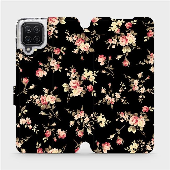 Flipové pouzdro Mobiwear - Samsung Galaxy A12 - VD02S Květy na černé
