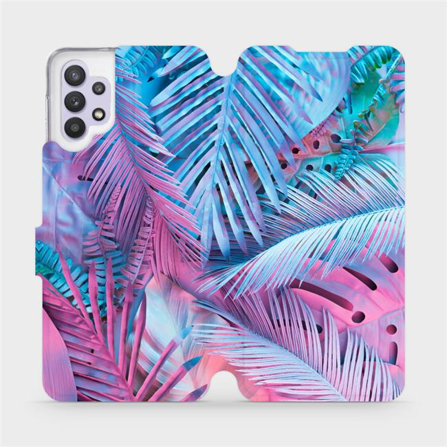 Flipové pouzdro Mobiwear - Samsung Galaxy A32 5G - MG10S Fialové a modré listy