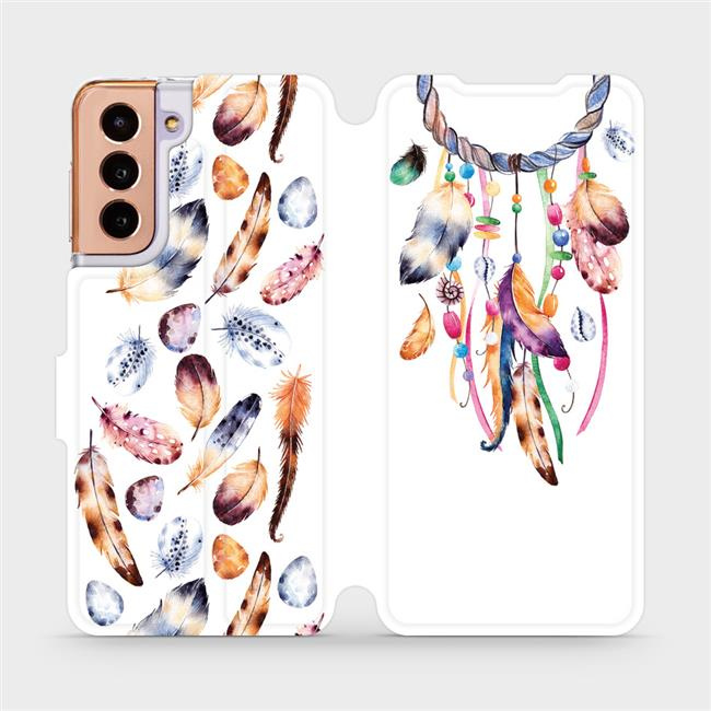 Flipové pouzdro Mobiwear - Samsung Galaxy S21 5G - M003S Lapač a barevná pírka