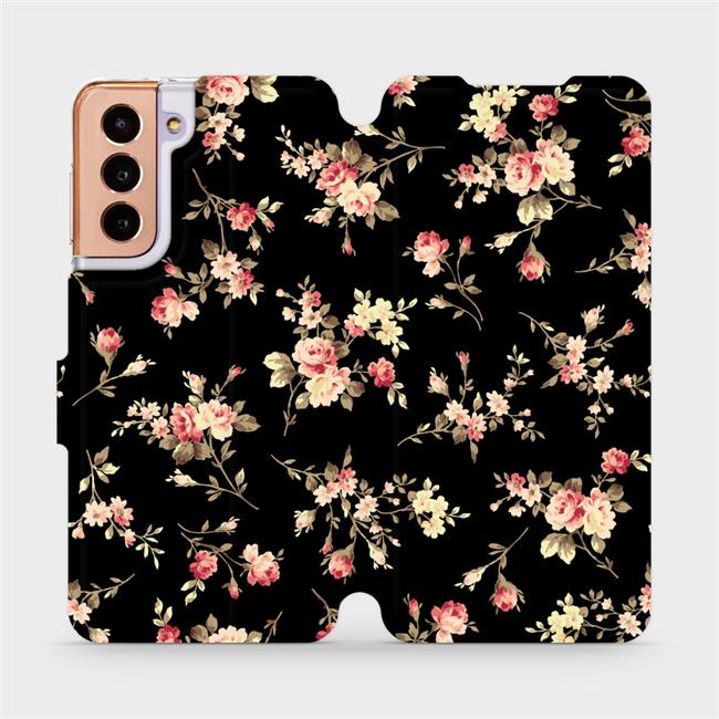 Flipové pouzdro Mobiwear - Samsung Galaxy S21 5G - VD02S Květy na černé