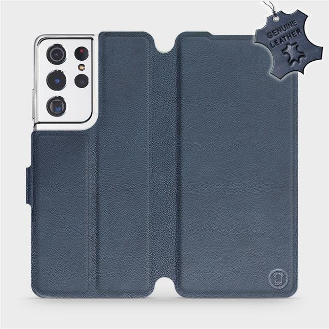 Kožené flip pouzdro Mobiwear - Samsung Galaxy S21 Ultra 5G - Modré