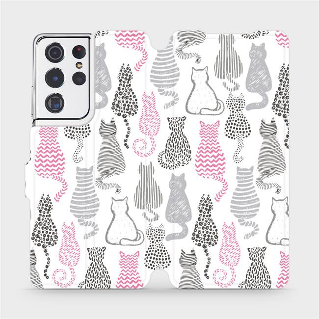 Flipové pouzdro Mobiwear - Samsung Galaxy S21 Ultra 5G - MX01S Kočičí zádíčka