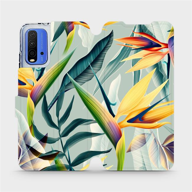 Flipové pouzdro Mobiwear - Xiaomi Redmi 9T - MC02S Žluté velké květy a zelené listy