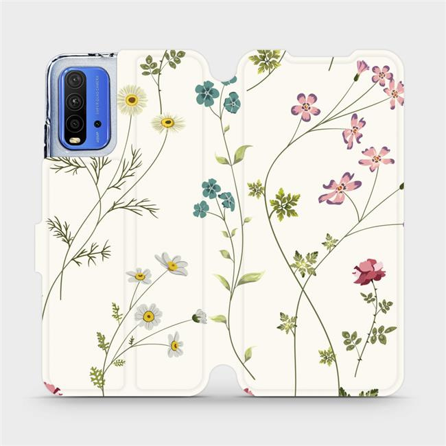 Flipové pouzdro Mobiwear - Xiaomi Redmi 9T - MD03S Tenké rostlinky s květy