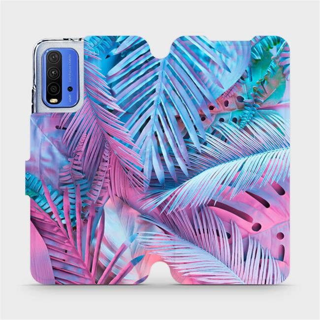 Flipové pouzdro Mobiwear - Xiaomi Redmi 9T - MG10S Fialové a modré listy