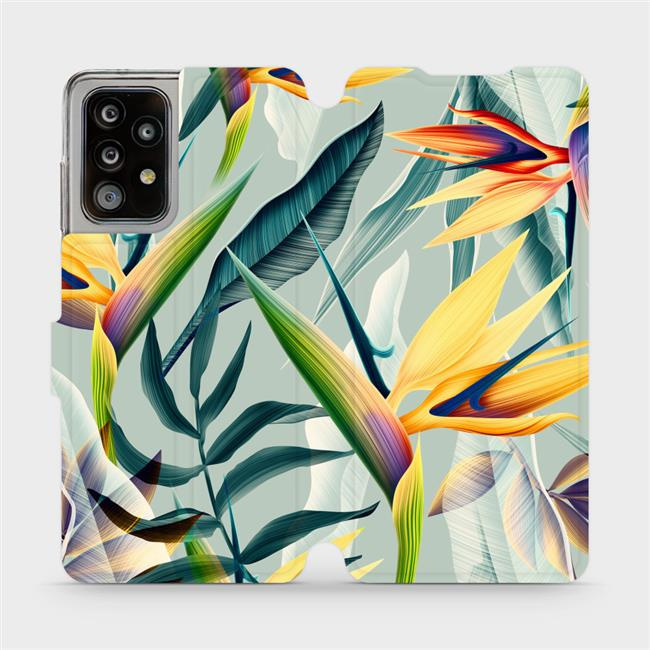 Flipové pouzdro Mobiwear - Samsung Galaxy A52 5G / A52s 5G - MC02S Žluté velké květy a zelené listy