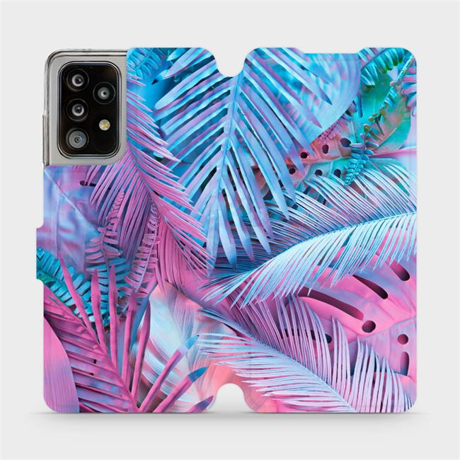 Flipové pouzdro Mobiwear - Samsung Galaxy A52 5G / A52s 5G - MG10S Fialové a modré listy