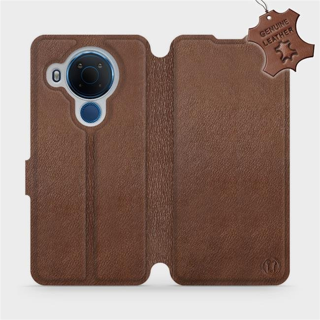 Kožené flip pouzdro Mobiwear - Nokia 5.4 - Hnědé