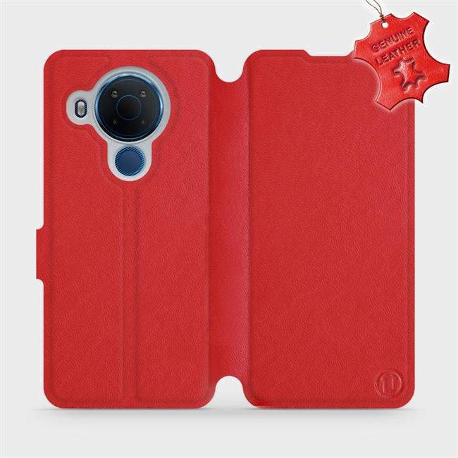 Kožené flip pouzdro Mobiwear - Nokia 5.4 - Červené