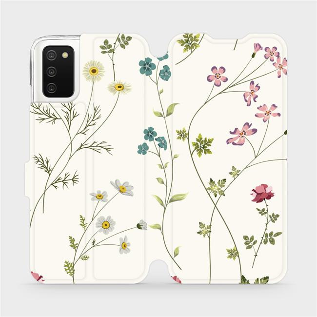 Flipové pouzdro Mobiwear - Samsung Galaxy A02s - MD03S Tenké rostlinky s květy