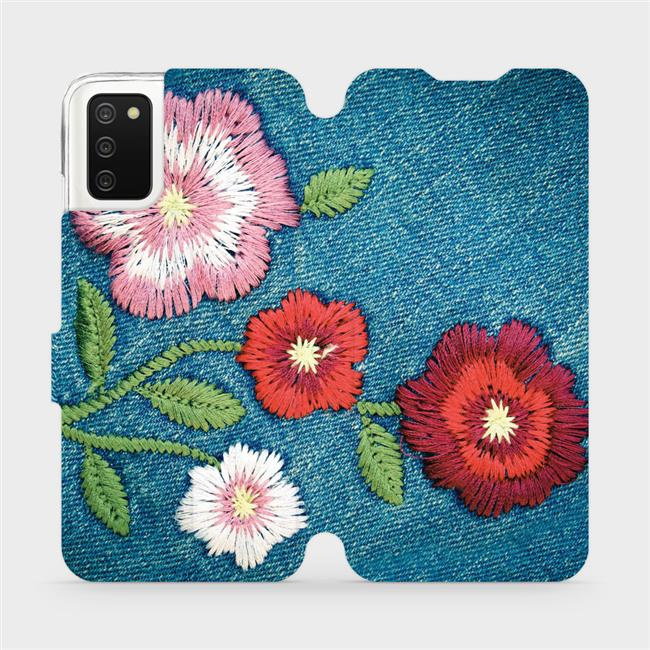 Flipové pouzdro Mobiwear - Samsung Galaxy A02s - MD05P Džínové květy