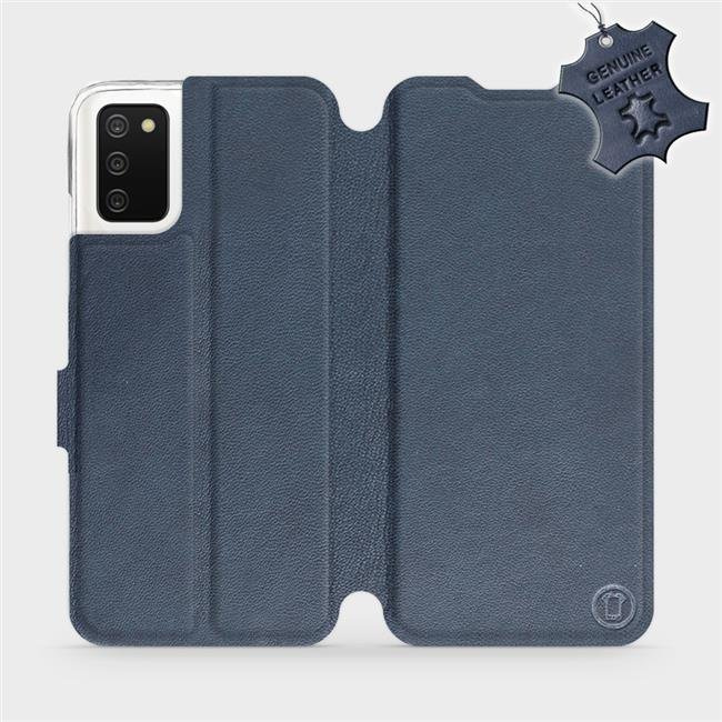 Kožené flip pouzdro Mobiwear - Samsung Galaxy A02s - Modré