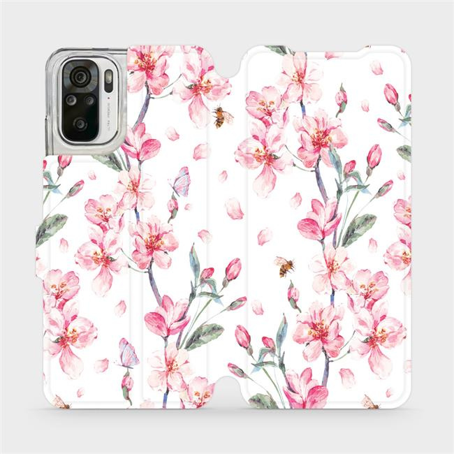 Flipové pouzdro Mobiwear - Xiaomi Redmi Note 10 - M124S Růžové květy