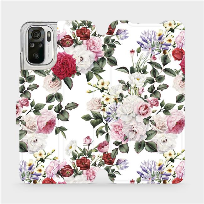 Flipové pouzdro Mobiwear - Xiaomi Redmi Note 10 - MD01S Růže na bílé