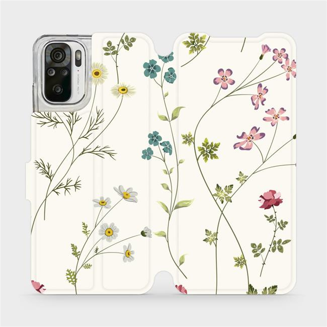 Flipové pouzdro Mobiwear - Xiaomi Redmi Note 10 - MD03S Tenké rostlinky s květy