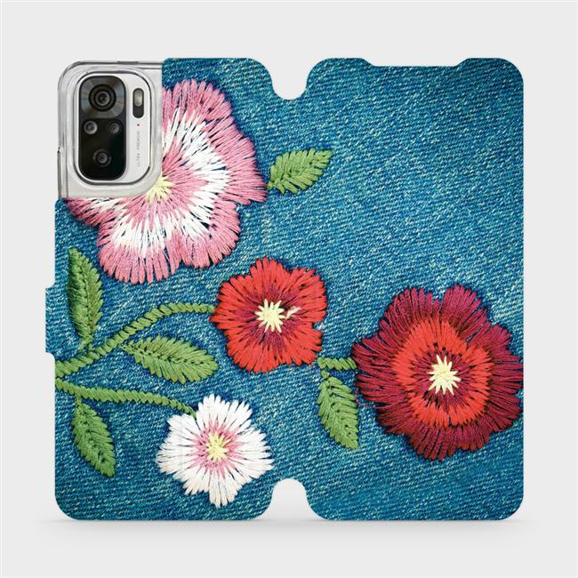 Flipové pouzdro Mobiwear - Xiaomi Redmi Note 10 - MD05P Džínové květy