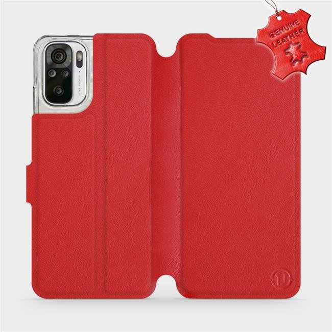 Kožené flip pouzdro Mobiwear - Xiaomi Redmi Note 10 - Červené