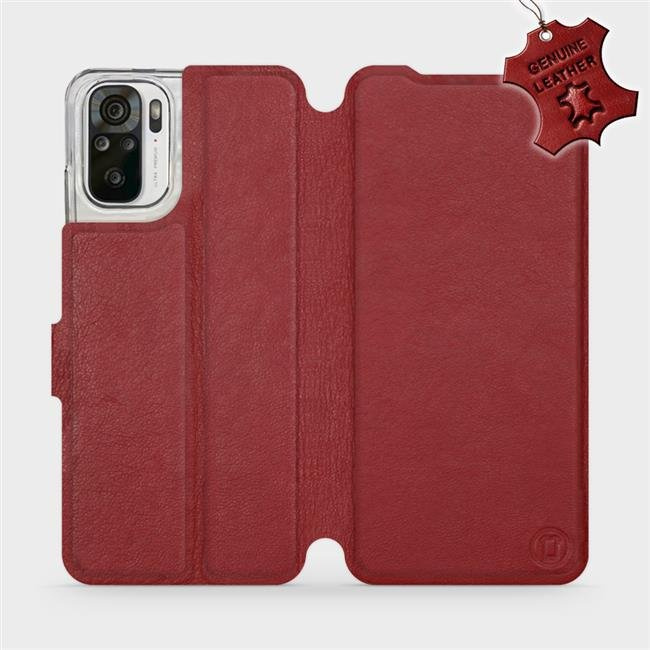 Kožené flip pouzdro Mobiwear - Xiaomi Redmi Note 10S - Tmavě červené