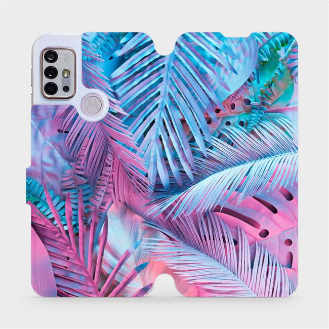 Flipové pouzdro Mobiwear - Motorola Moto G10 - MG10S Fialové a modré listy