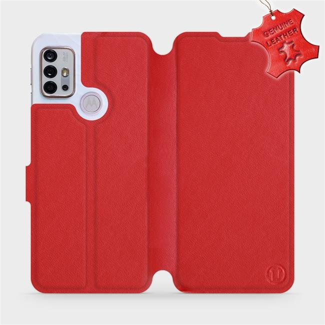 Kožené flip pouzdro Mobiwear - Motorola Moto G10 - Červené