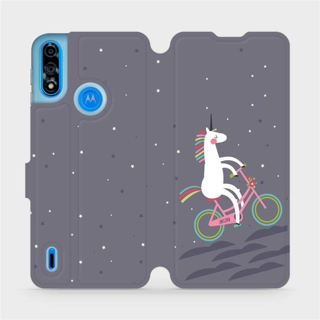Flipové pouzdro Mobiwear - Motorola Moto E7 Power - V024P Jednorožec na kole
