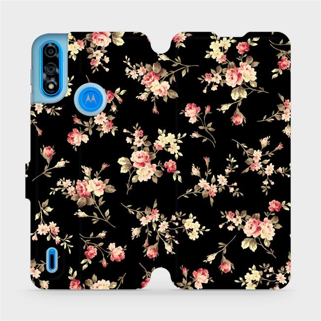 Flipové pouzdro Mobiwear - Motorola Moto E7 Power - VD02S Květy na černé