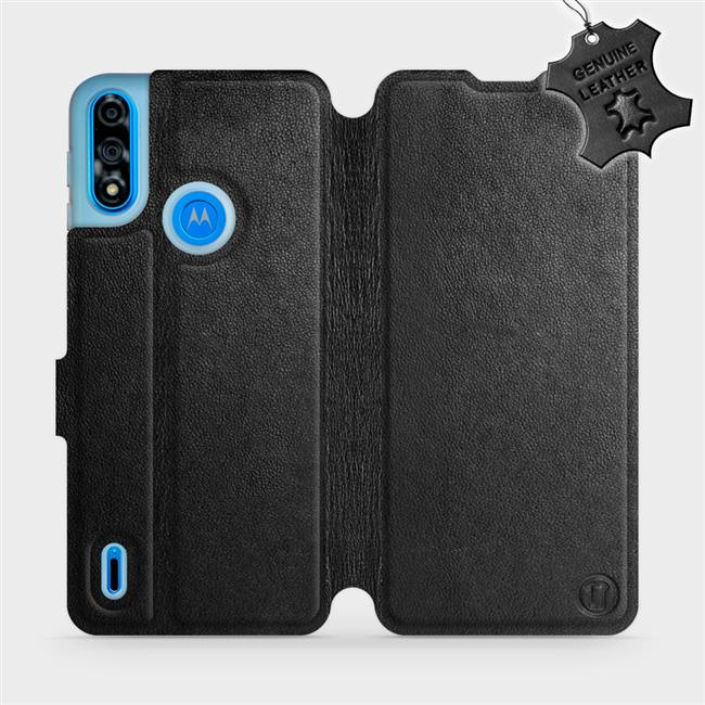 Kožené flip pouzdro Mobiwear - Motorola Moto E7 Power - Černé