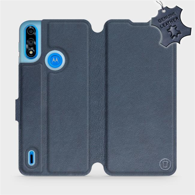 Kožené flip pouzdro Mobiwear - Motorola Moto E7 Power - Modré