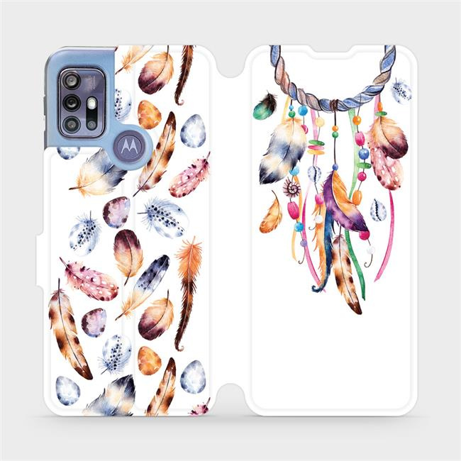 Flipové pouzdro Mobiwear - Motorola Moto G30 - M003S Lapač a barevná pírka