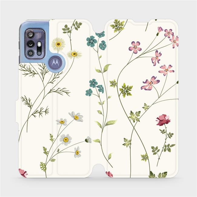 Flipové pouzdro Mobiwear - Motorola Moto G30 - MD03S Tenké rostlinky s květy