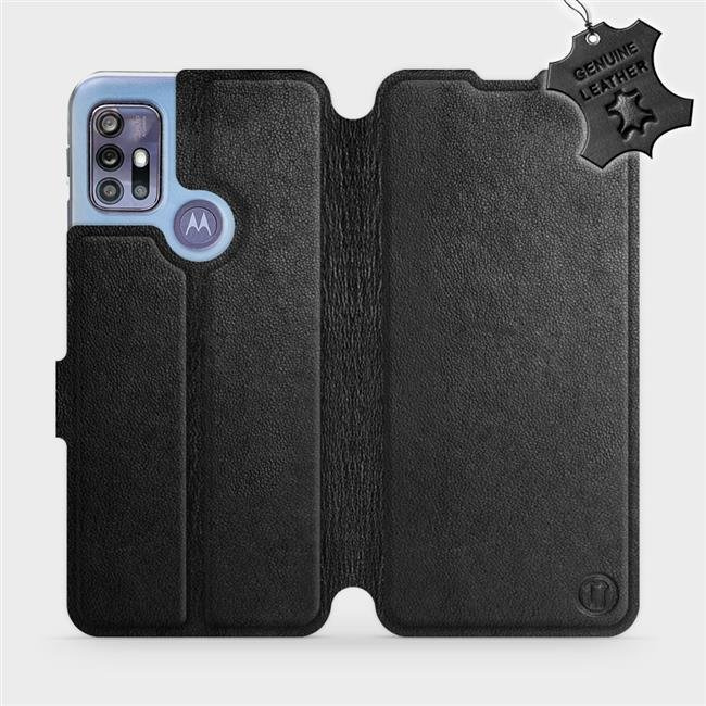 Kožené flip pouzdro Mobiwear - Motorola Moto G30 - Černé