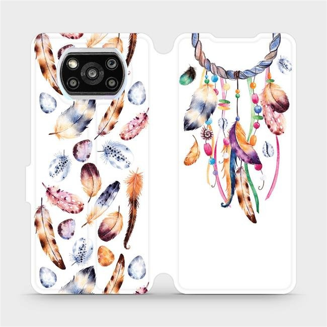 Flipové pouzdro Mobiwear - Xiaomi Poco X3 Pro - M003S Lapač a barevná pírka