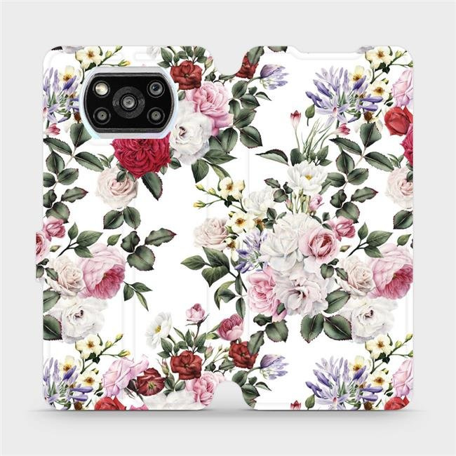 Flipové pouzdro Mobiwear - Xiaomi Poco X3 Pro - MD01S Růže na bílé
