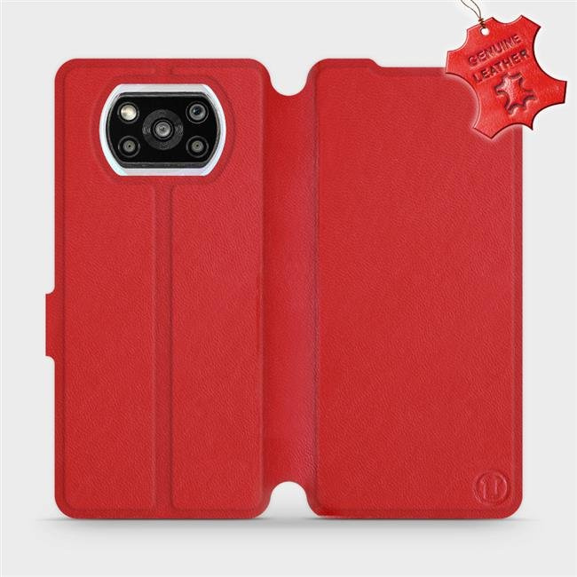 Kožené flip pouzdro Mobiwear - Xiaomi Poco X3 Pro - Červené