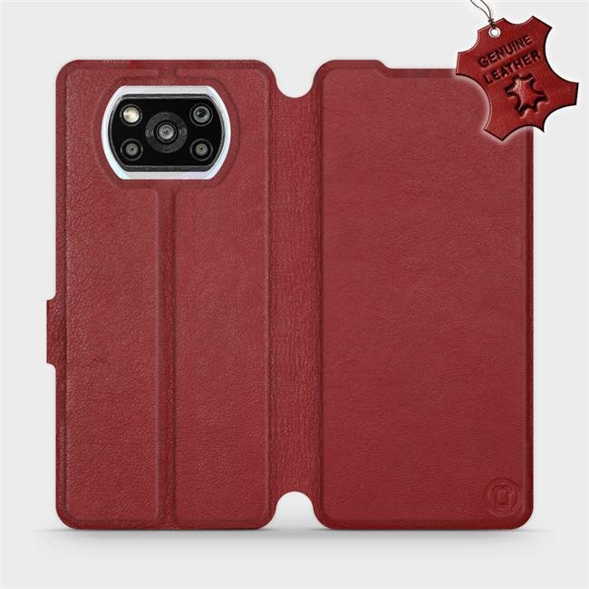 Kožené flip pouzdro Mobiwear - Xiaomi Poco X3 Pro - Tmavě červené