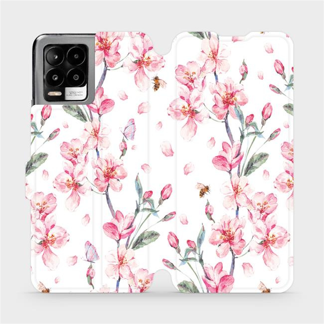 Flipové pouzdro Mobiwear - Realme 8 Pro - M124S Růžové květy