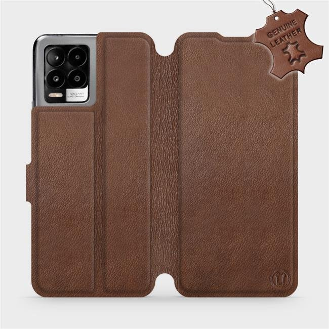 Kožené flip pouzdro Mobiwear - Realme 8 Pro - Hnědé